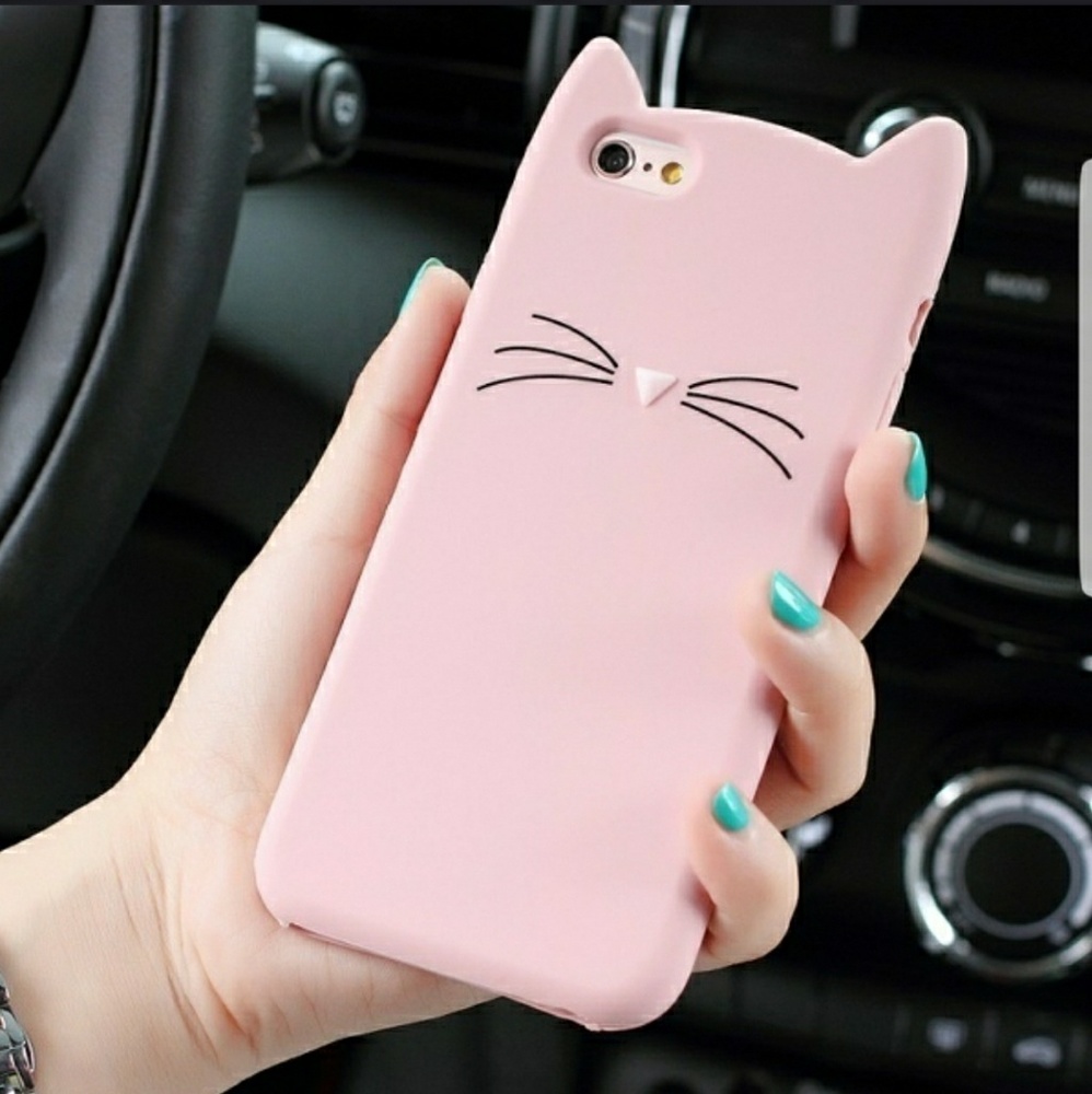 Iphone case silicone cute pink cat